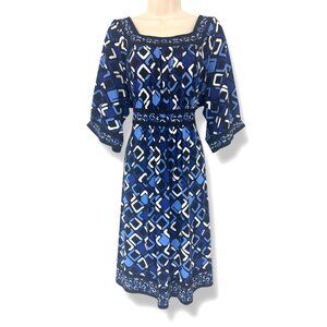 Apt. 9 Blue Geometric Print Square Neck Dress Size 2X 18 20 All-Season Plus Size